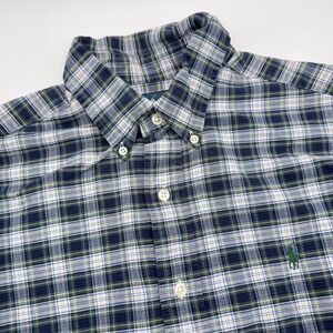 Polo Ralph Lauren Men's Medium Classic Fit Plaid Button Down Shirt Blue‎ White